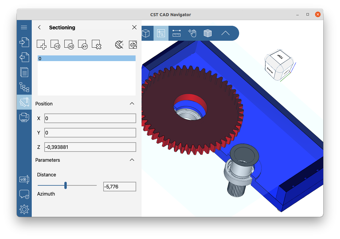 Creating a section view of a 3D model